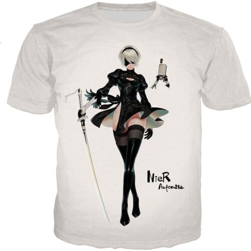 2021 New Anime cool men T-shirt women Nier Automata 3D printed short sleeve t-shirts Harajuku style oversized t-shirt