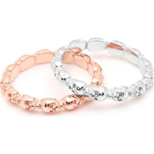 Hainon Minimalist Punk Stainless Steel Skull Rings Jewelry For Women Rose Gold Color Party Engagement Rings Gifts