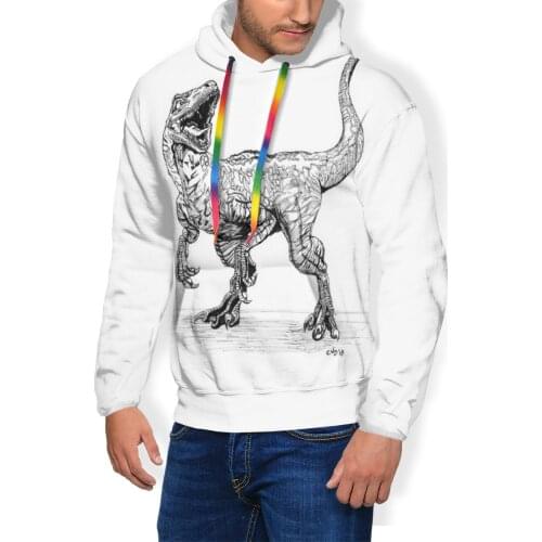 World Jurassic Hoodie Blue The Raptor Hoodies Autumn Mens Pullover Hoodie Outdoor Polyester White Hoodies