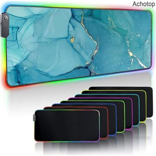 Colorful Marble Gaming RGB MousePad Large Speed Game Gamer LED Light Mouse Pad Soft Laptop Notebook Mat for CSGO Mouse Carpet