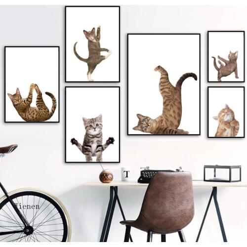 Cute Little Animal Cat Picture Children Room Decoration Nordic Art Poster and Prints Wall Art for Living Room Home Decoration