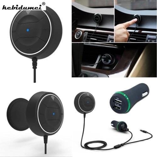 Kebidumei NFC Car Kit Bluetooth 4.0 Audio Receiver Hands-free Stereo Music Aux Speakerphone with 3.1A Dual USB Car Charger