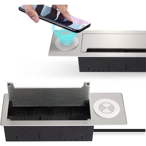 2019 Short Brush multimedia tabletop socket With Wireless charging ,also can add Charge USB and Data USB,EU/UK/USA/AU Power