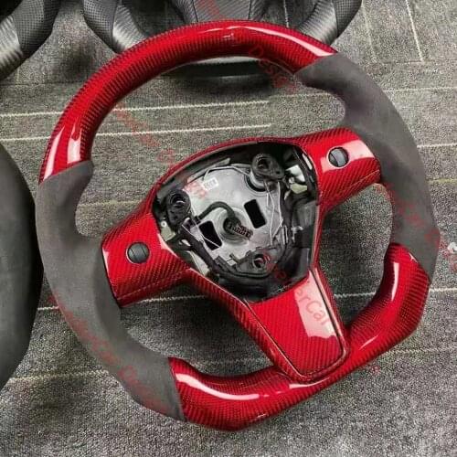 Cuatomized Carbon Fiber Steering Wheel Leather for Tesla Model 3 2017 2018 2019 2020 2021 Model Y