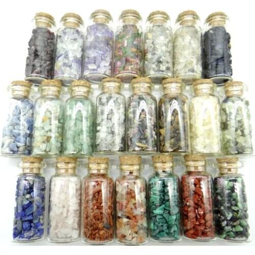 53*22m Natural Glass Wishing Bottles Chip Stones Quartz crystal aventurine Decoration pendant for diy Jewelry making Accessories