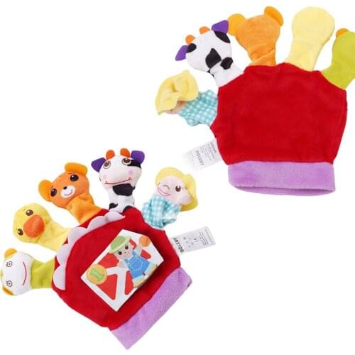 Hand Puppets Toy Glove Cartoon Animal Finger Plush Toys On Fingers Biological Children Baby Doll Kids Educational Toy