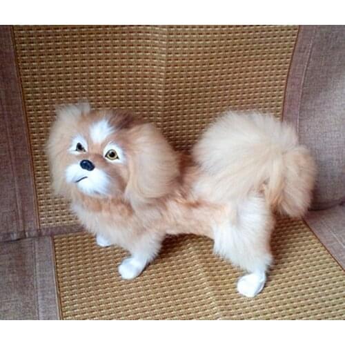 Simulation cute pekingese 24x35cm model polyethylene&furs dog model home decoration props ,model gift d404