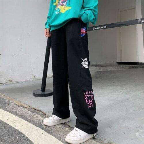 Fashion Trend Sweatpants Boys and Girls Loose Casual Elastic Waist Trousers Hip Hop Street Graffiti Straight Jogger Pants Men