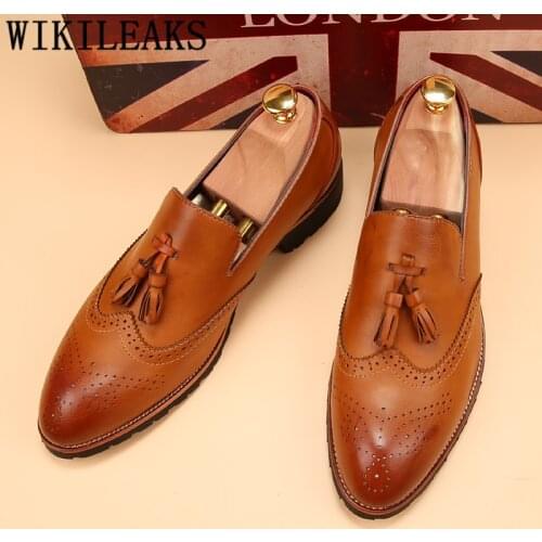 Brogue Shoes Men Formal Classic Shoes Men Oxford Coiffeur Italian Official Shoes Men Elegant Brand Sepatu Slip On Pria Ayakkabi