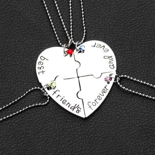 Set of 2/3/4 Best Friends Necklace Couples Paired Necklaces Pendants Unisex Lovers Valentines Gift BFF Friendship Jewelry