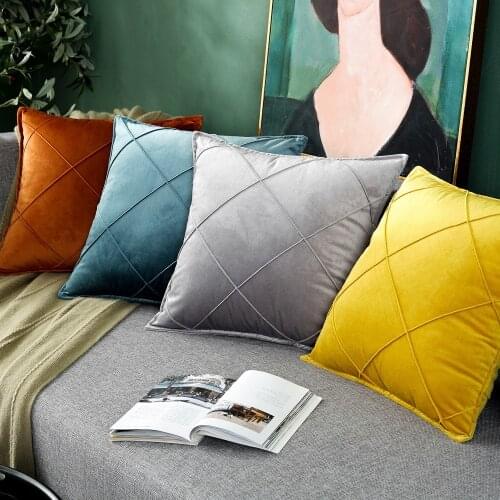 Modern Fashion Color Candy Velvet Cushion Cover Blue Gray Yellow Pink Pillow Cover Pillowcase Home Decorative Sofa Throw Pillows