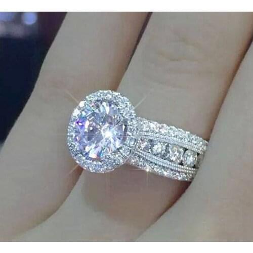 New Trendy Crystal Engagement Design Hot Sale Rings For Women AAA White Zircon Cubic elegant rings Female Wedding jewelry