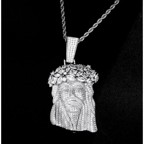 Big Jesus Necklace & Pendant With Tennis Chain gold Color Iced Out Cubic Zircon Mens Hip Hop Jewelry Gift