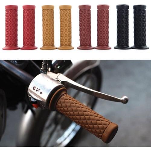 Pair of 7/8" 22mm Rubber Handlebar Hand Grip Bar End For Motorcycle Bike Cafe Racer