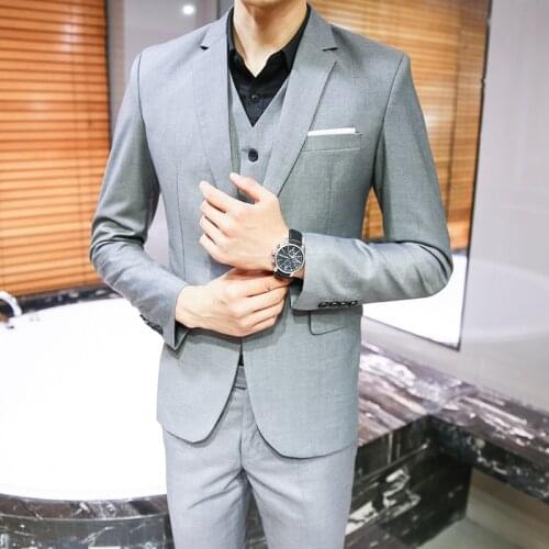 Professional 2020 Men business suit three pieces one button handsome guy groomsman best man wedding dress M- 4XL 501