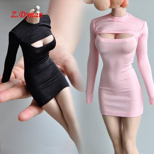 1/6 Scale Sexy Female Figure Clothes Dress Open Chest T-shirt for 12 Inches TBLeague Medium Large Breast Action Figures