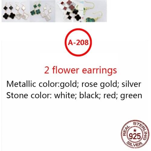 A208 S925 sterling silver earrings simple personality fashion style hypoallergenic double flower clover shape girlfriend gift