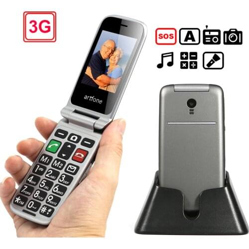 3G Senior Phone Artfone Flip 2.4" Screen Original Flip Big Button Cheap Senior Touch Mobile Phone Clamshell Cell Phones(3G)