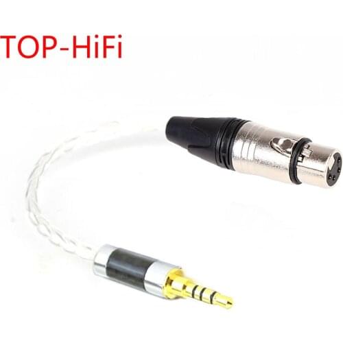 TOP-HiFi 7n-OCC Single-Crystal Sivler 3.5mm TRRS Balanced Male to 4pin XLR Balanced Female Audio Adapter Connector Cable