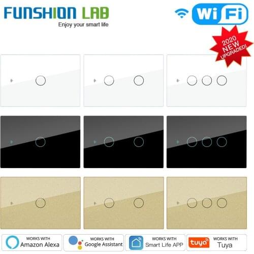 Smart Glass Panel Switch Smart Life/Tuya App Multi-Control Association, Voice Control with Alexa,Google Home,1/2/3 Gang