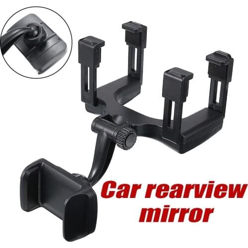 Universal Car Rearview Mirror Phone Stand GPS Cradle Clip Mount Cell Phone Stand Holder 240 Degree Rotation Car Rearview Mirror