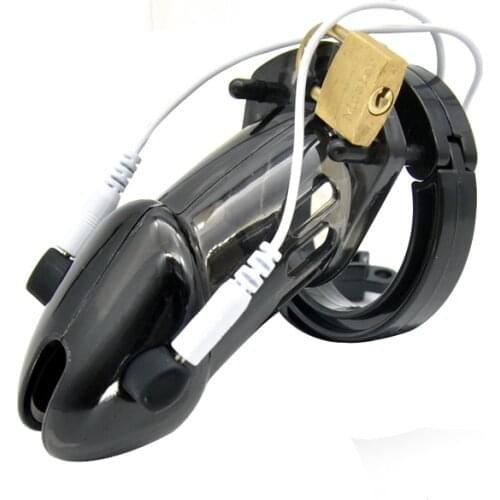 Happygo, Male Electro Chastity Device,Corona Cock Cage,with 5 Size Penis Ring,Cock Ring,Chastity Belt,A191-2