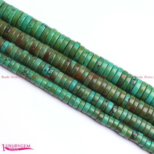 High Quality 3x6mm 3x8mm 3x10mm 3x12mm Smooth Green Natural Turquoises Washer Shape Gems Beads Strand 15" Jewelry Making wj437