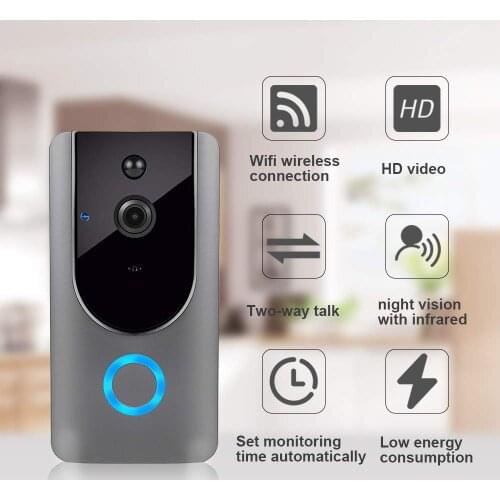 Battery-Powered Wi-Fi Video Doorbell Camera 8G Card, Smart Wireless Intercom Doorbell 100W HD Camera Standby Time Up To 8 Months
