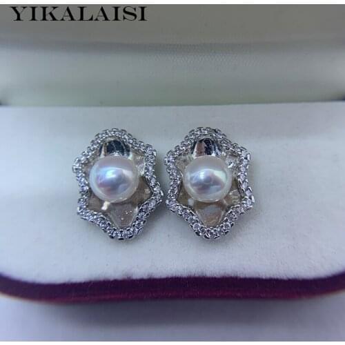 YIKALAISI Earrings Jewelry For Women 7-8mm Oblate Natural Freshwater Pearl Earrings 2021 New Wholesales