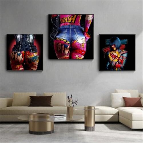 Ass Graffiti Living Room Oil Painting Art Posters and Prints Prints Fashionable Modern Wall Pictures Living Room Home Decoration