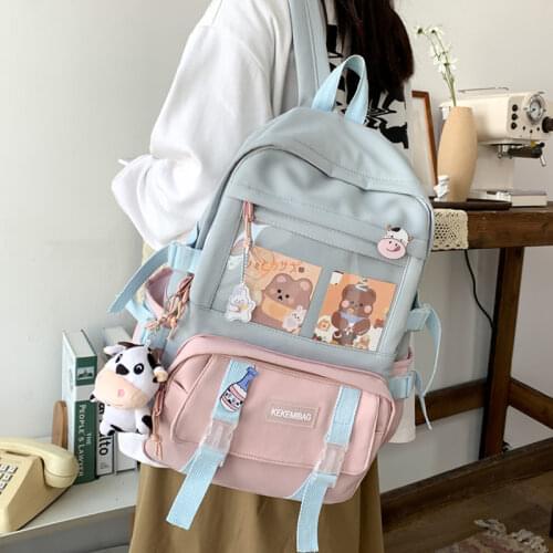 Women Waterproof Backpack Black Teenager Cute PVC Travel Bags Nylon Womens Backpack Free Shipping Kawaii School Girl Backpack
