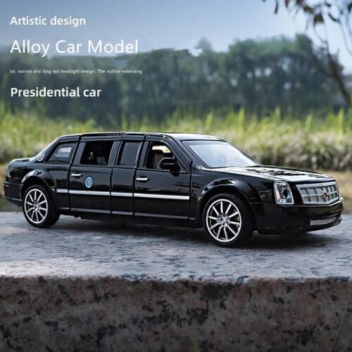 1/32 Extended Cadillac US Presidents Car Models Alloy Diecast Toys Simulation Metal Vehicles Model With Sound Light Collection