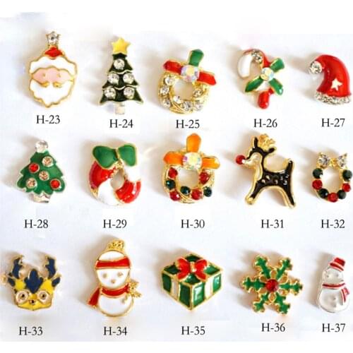 100pcs/bag Christmas Nail Art Decoration Alloy Jewelry Glitter Rhinestones Slice Stickers Decal Foil Wheel DIY Tools Manicure