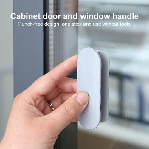 2pcs Self-adhesive Handles For Doors Glass Window Cabinet Drawer Door Handle Sliding Door Handle Push-pull Home Supplies