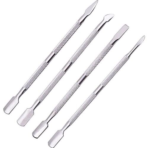 4pcs/kit Nail Cuticle Pushers Double-ended Stainless Steel Remove Dead Skin Sided Finger Manicure Blade Salon/Home Nail Care