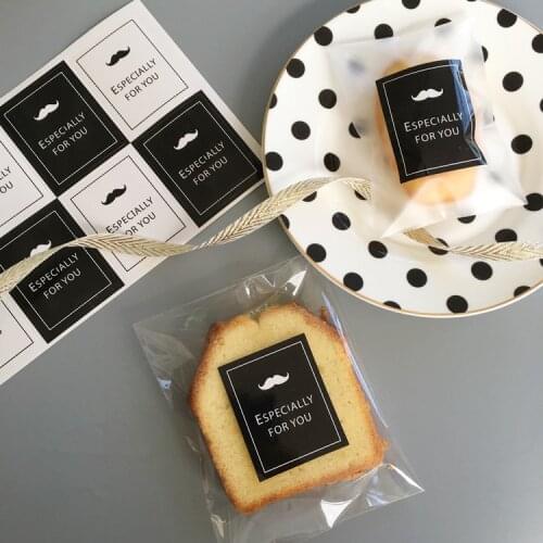 40 pcs "Especially For You" Mustache Sealing Sticker Black White Cookie Cake Candy Handmade Gift Packaging Supplies stickers