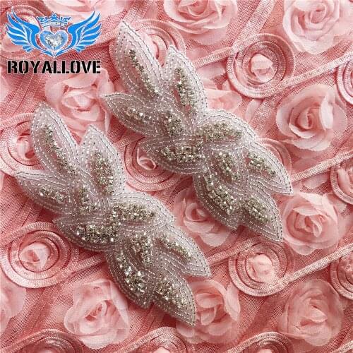 50pieces) Wholesale Handmade Hot Fix Strass Sew On Diamante Bridal Beaded Applique Accessories for Wedding Dresses Belts Garter