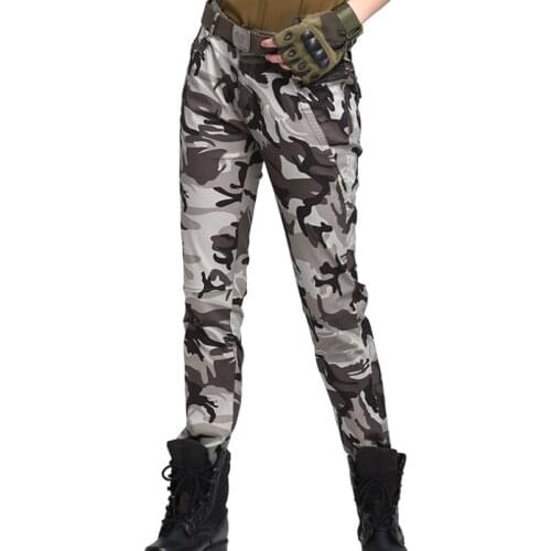 Large Size Cargo Pants Women Military Clothing Slim Pencil Pants Multi-Pocket Cotton Sweatpants Army Fashion Camouflage Trousers