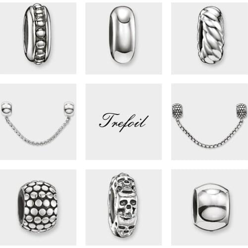 DIY Beads Stopper Rivet Look, Kathmandu Rope Skull Fashion 925 Sterling Silver Jewelry Gift For Women Men Fit Bracelets Necklace