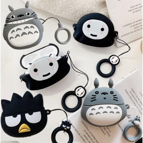 For Airpods Pro 3D Cute Kawaii Anime Cartoon Totoro Faceless Man Case for Apple Air pods 3 Black Bird Wireless Earphone Cover
