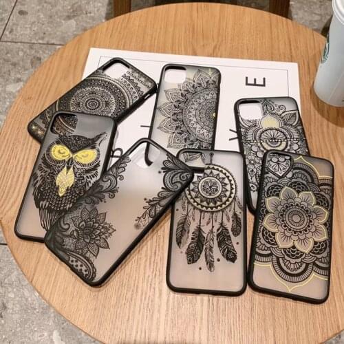 Tfshining Retro Lace Flowers Phone Case For iPhone 12 11 Pro XR X XS Max 7 8 Plus Case Mandala Henna Soft TPU Back Cover Coque