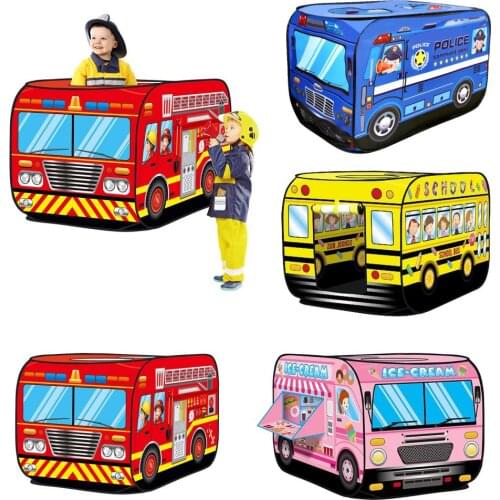 Childrens Tent Popup Play Tent Toy Outdoor Foldable Playhouse Fire Truck Police Car icecream car kids Game House Bus Indoor