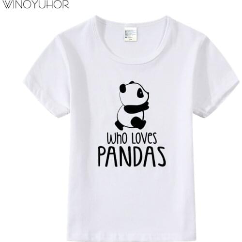 Love Panda Print T-shirt Children Boy Girls Summer Short Sleeve Tee Tops Cute Cartoon T Shirt For Kids Baby Cotton Clothing