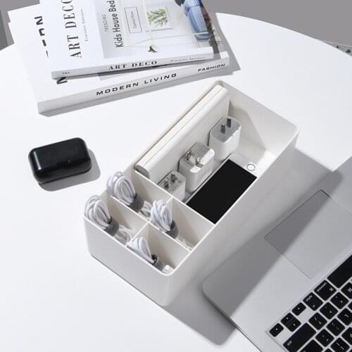 Ins New Large Desktop Wire Cable Storage Box Data Line Holder Case Cosmetics Jewelry Storage Bin Cellphone Pens Organizer Box