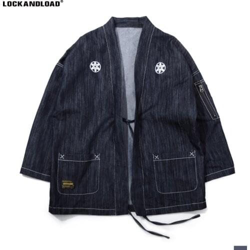 Japanese Kimono Jackets Pocket Embroidery Streetwear Men 2019 Streetwear Male Cardigan Hip Hop Casual Coats KJ50