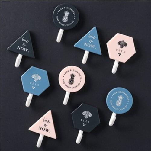 3pcs Nordic Wind Adhesive Hook decoration Plastic Wall Door Hook Kitchen Bathroom Towel Holder Bag Key Hanger Home storage tools