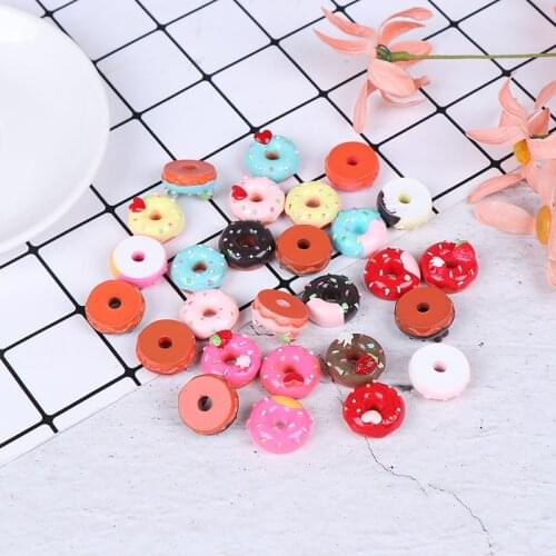 Doll house kitchen decor Mixed Resin Candy Donut Beads 10Pcs 1:12 Dollhouse miniature candy donut bread