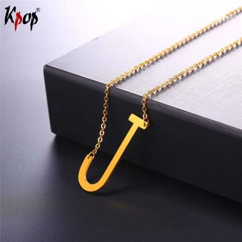 Kpop Stainless Steel Letter J Pendant With Chain Choker Gold/Black Color For Man/Woman Clavicle Chain Necklace Jewelry P2611