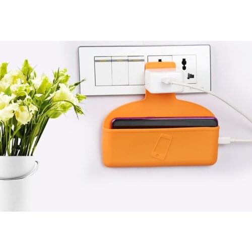 Mobile Phone Silicone Wall Hanger Bag Mount Silicone Adapter Storage Bag Phone Hanging Holder Home Organization Kitchen Cocina