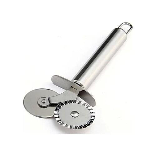 Stainless Steel Pizza Knife Double Wheels Hob Cutter Creatives Kitchen Knife For Pizza Dough Pasta Pastry Kitchen Accessories